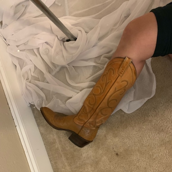 Tener’s Wester Outfitters Shoes Tan Ostrich Skin Leather